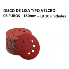 Disco Lixa Velcro 180mm 8 Furos Para Lixadeira De Parede