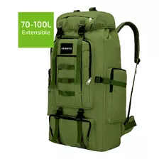 Mochila Tactica Camping 70-100 Lts Mochilero Ampliable Color Verde