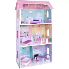 Casa De Madera Scarlett Kids House 8 Muebles 95 X 52