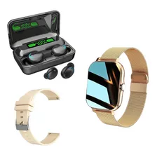 Kit Fone De Ouvido Sem Fio Relogio Smartwatch C/ 2 Pulseiras