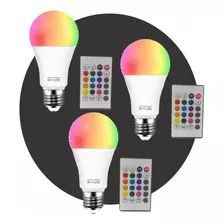 Pack X3 Lampara Rgbw Led 16 Colores Control Remoto Efectos