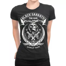 Camiseta Babylook Algodão Black Sabbath Banda De Rock Metal