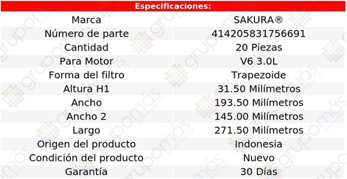 Caja De 20 Filtros De Aire Sakura Gl350 V6 3.0l 10/13 Foto 2