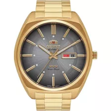 Relógio Orient Masculino Dourado Automático Casual Em Aço Cor Do Fundo Cinza