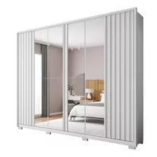 Guarda Roupa Casal Grande 6 Portas 4 Espelhos Branco Moon