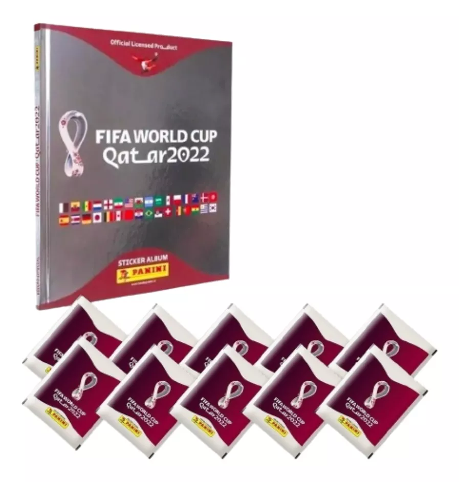 Álbum Fifa World Cup Qatar 2022 Prata Com Envelopes Panini Prata Capa Dura
