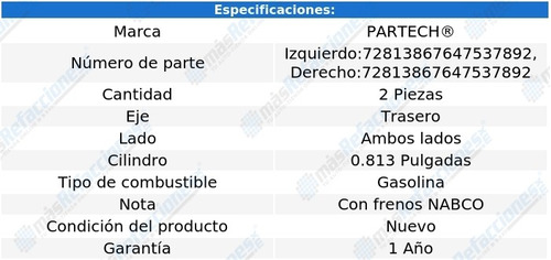 Par Cilind P/rueda Tras Stanza L4 2.4l 90 Al 92 Partech Foto 2