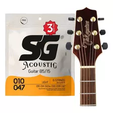 Kit 3 Encordoamentos Sg Violão 010 Bronze Light Triple Pack