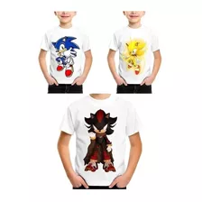 Kit 3 Camisetas Infantil Sonic The Hedgehog Game Filme #01