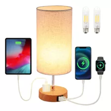 Lámpara De Noche Táctil Mesa Con 2bulb Con Usb A+c Y Toma Ca