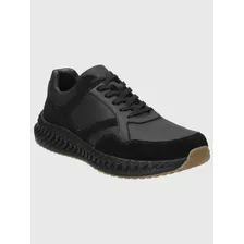 Zapatilla Cuero Hombre Spinal Expl Negro Hush Puppies