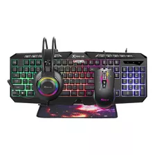 Kit Gamer Teclado Y Mouse Xtrike Me Cmx-410 4 En 1 Español Color Del Mouse Negro Color Del Teclado Negro