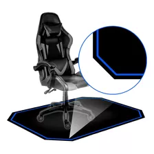 Tapete Protetor Piso Cadeira Gamer Borda Azul 120x85cm 