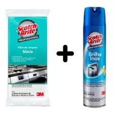 Brilha Inox Limp. Profissional + Scoth Brite Fibra Macia 3m