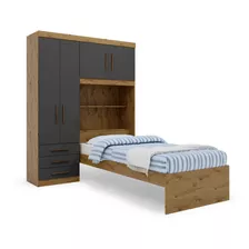 Guarda Roupa Solteiro 4 Portas Com Cama Turim Batrol