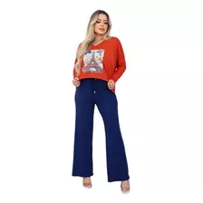 Conjunto Feminino Casual Top Blusa Morcego E Calça Jogger