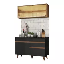 Cozinha Compacta Madesa Reims 120001 Armário E Balcão Pru Cor Preto