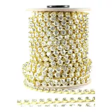 Rolo Strass Cristal Ss24 Dourado 25 Metros Promoção 