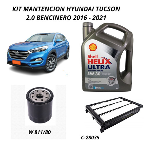 Kit Mantencin Hyundai Tucson 2.0 Benc. 2016-2021 5w30  Foto 2