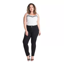 Calça Loopper Plus Size Branca Preta Jeans Lycra Cos Alto