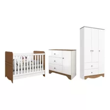 Quarto De Bebê Completo Berço 3em1 Ben Plus Branco/carvalho