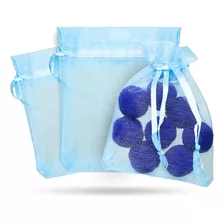 Saco Organza Azul Bebê 9x12 Cm - Com 50 Unidades - Brx