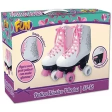 Patins Classico 4 Rodas Branco Tamanho 37/38 Fun 8113-0