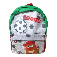 Mochila Escolar Sr Cara De Papa Futbolero ( Preescolar) Color Verde Limón