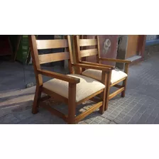 Sillon Silla Butaca Leñero Living Comedor Madera Y Tapizada