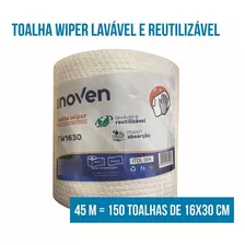 150 Toalhas Wiper Lavavel Reutilizavel Luxo 16x30cm Inoven Cor Branco