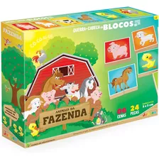 Quebra Cabeça Fazenda 24 Blocos Mdf Brinquedo Educativo 830