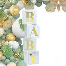 4 Baby Shower Boxes,no Transparentes Con 30 Letras,decoració
