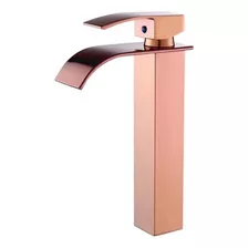 Torneira Monocomando P/ Banheiro Cascata Baixa Dourada Rosé Acabamento Brilhante Cor Rosa