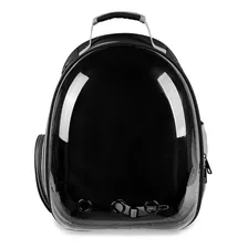 Mochila Transportadora Para Mascota Transparente Ventilada Color Negro