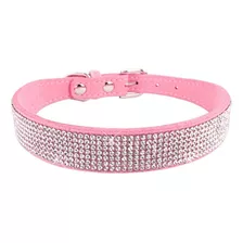 Coleira Colar Ajustável Pet Strass Brilhante Cachorro Gato Cor Rosa Tamanho Da Coleira P