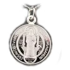 Medalla De San Benito Chica En Plata Fina 0.999