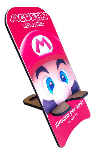 Soporte Celular Mario Bross Cumpleaños Mdf Souvenir X10