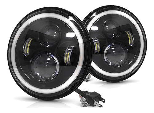 Foto de Par 7'' Redondos Faros De Led ngel Ojo Wrangler Jeep Volcho