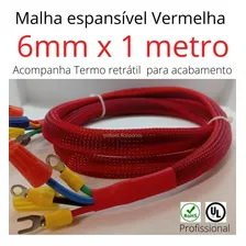 Malha Náutica Vermelha 6mm X 1 Metro + Termo Retrátil C/ Nf