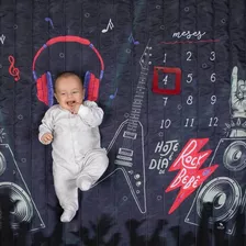 Tapete Foto Mesversário Bebê Maternidade Recém Nascido Rock