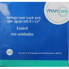 Jeringa Desechable Muncare Luer Lock 5cc 21gx1/2 Caja X100