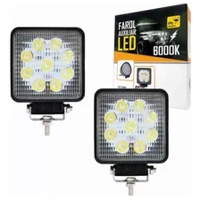 Farol Led Quadrado 9 Leds 27w Off Road Gaiola Trilha 12/24v