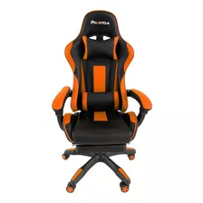 Silla De Escritorio Multilaser Phantom Phantom Gamer Ergonómica Negra Y Naranja Con Tapizado De Cuero Sintético