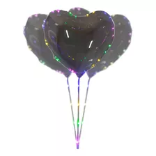 Globos Burbuja Cristal Corazon Led 45cm Cotillon Luminoso X5