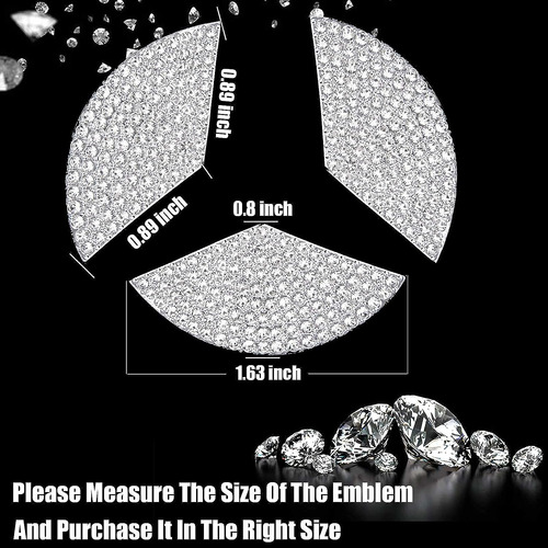 Ajuste Para Volante Benz Bling Emblema Crystal Brillante Dia Foto 3