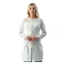 Jaleco Feminino De Renda Acinturado Com Zíper