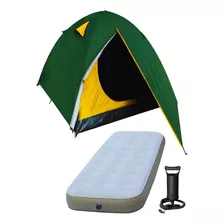 Combo Camping Carpa 2 Personas + Colchón 1 Plza + Inflador