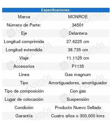 4 Amortiguadores Monroe Sonora Chevrolet 2001 2002 2003 2004 Foto 3