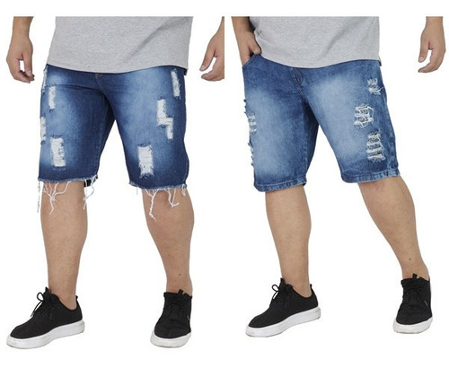 Kit 2 Bermudas  Shorts Jeans Rasgada Plus Size