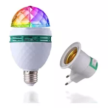 Lampada Giratória Rgb P/ Festas Bivolt + Adaptador